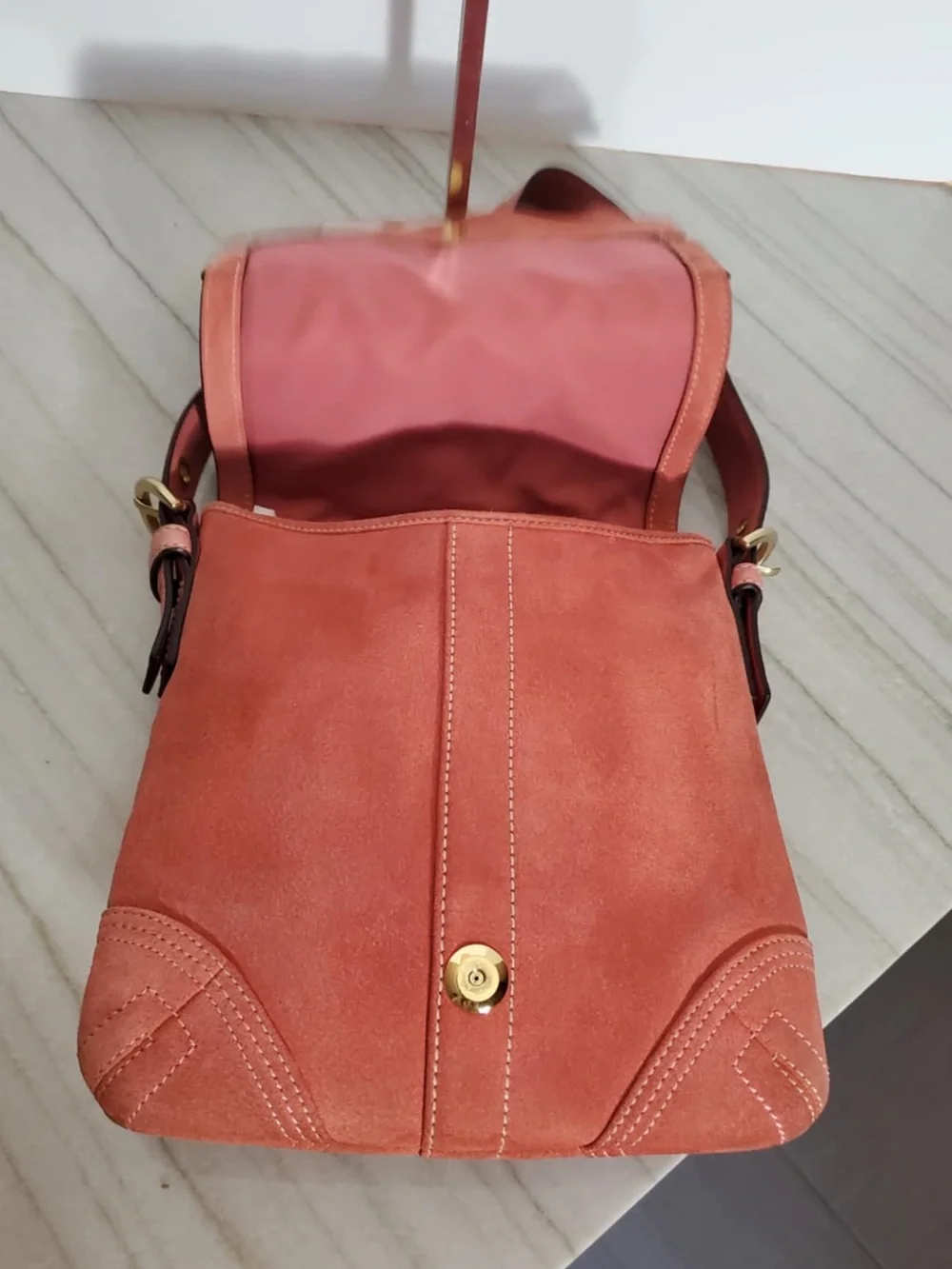 Coach Y2K SoHo Messenger Bag Coral Suede 8A21
